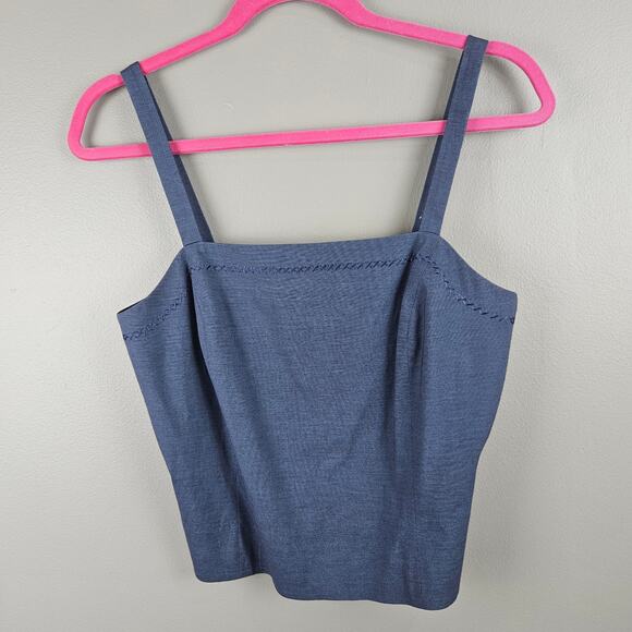 Vintage Ann Taylor Blue Corset Inspired Chic Minimalist Coastal Top Y2k Size 6 - Picture 2 of 8